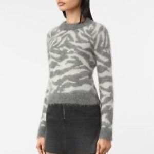 All saints mohiar blend sweater tiger stripe grey